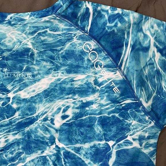 Mossy Oak Elements Aqua eag Elite Fishing Shirt Water Camo Size Large - Picture 3 of 6